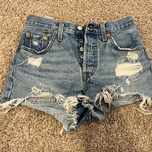Levi's Light Blue Ripped Jean Shorts